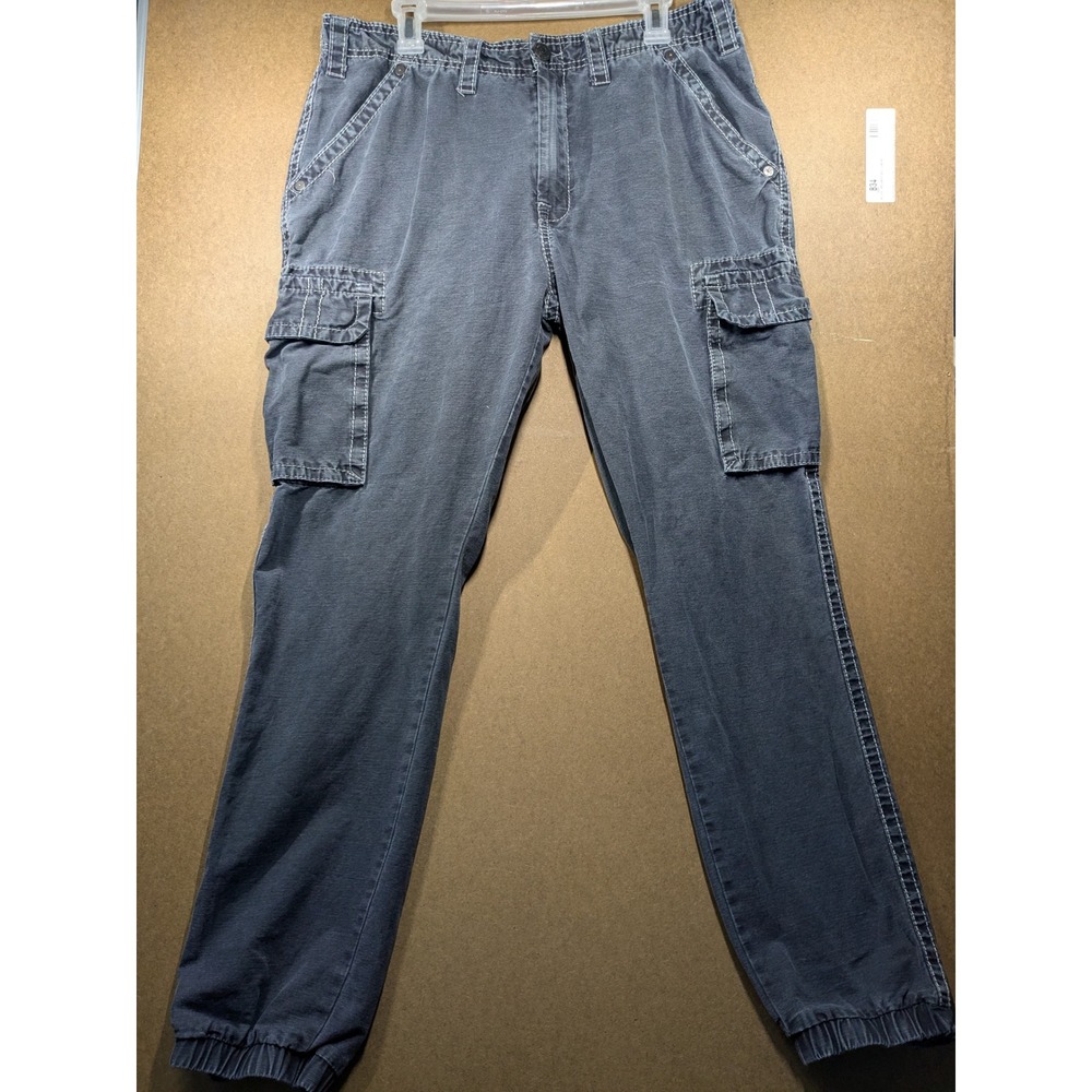 True Religion Big Cargo Jogger Mens 34 Faded Black Big T Stitch Pants 31997-88